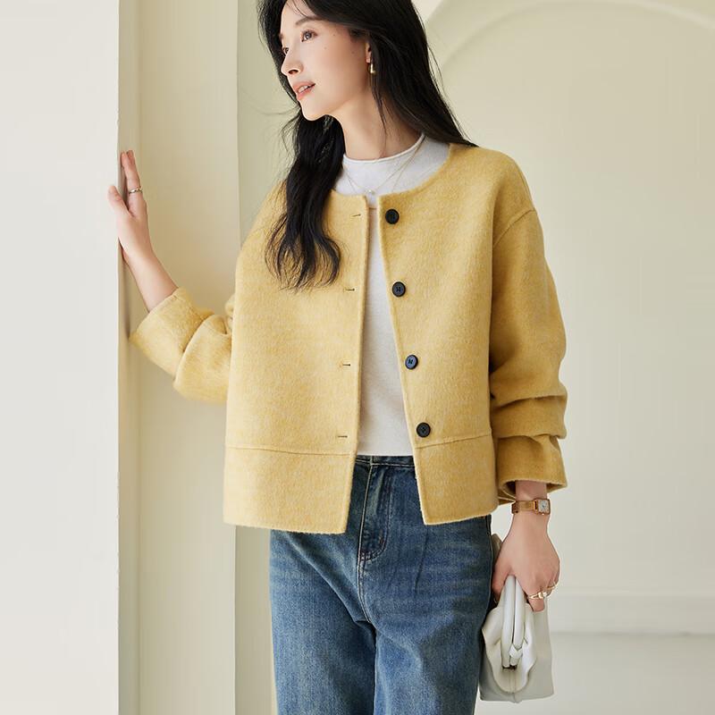 VICTORIA&VERA Women's Winter Short Wool Blend Patchwork Coat