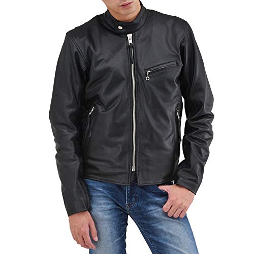 Daytona Motorcycle Leather Jacket Genuine Leather (Water Repellent) Spring/Autumn/Winter Single Rider Collarless DL-001 Black L Size (Men's) 17808