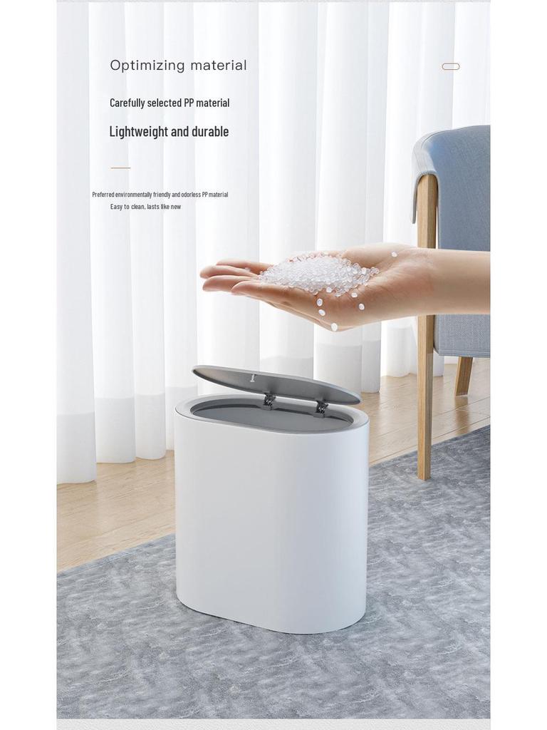 High-Gloss Flip Lid Slim Trash Can for Kitchen & Bathroom
