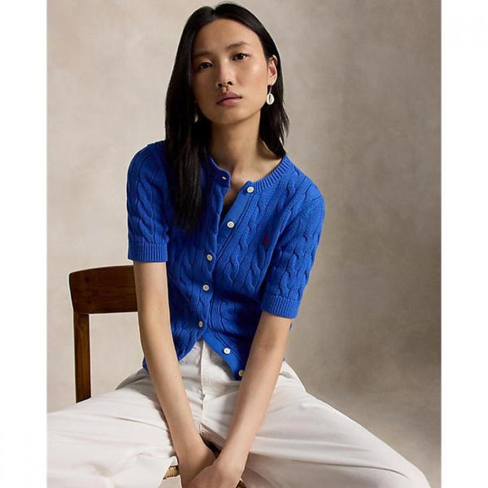 Polo Ralph Lauren Women S Cable Knit Cotton Short Sleeve Cardigan wmpoSwendw20588400 XS
