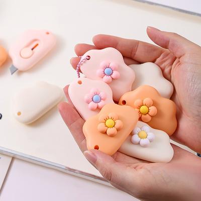1 Piece Kawaii Mini Flower Pocket Cloud Art Utility Knife Box Knife Paper Cutter Craft Wrapping Blade Stationery