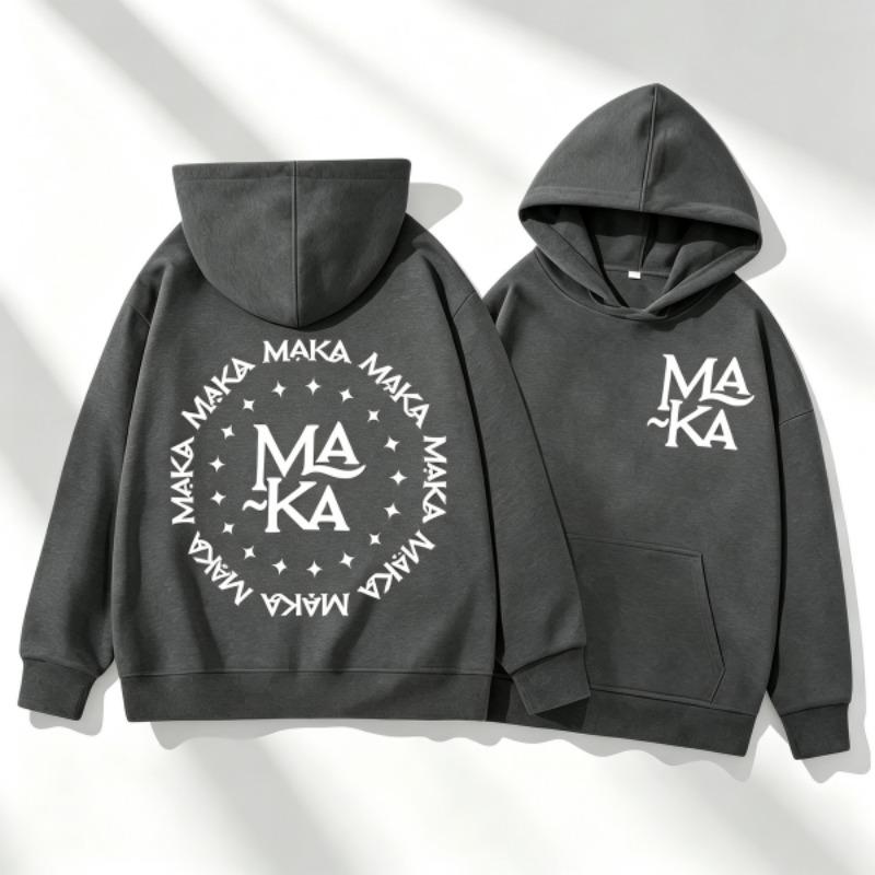 Autumn Men's Women's Hoodies Letter Maka Graphics Printing Unisex Fashion Pullover Long Sleeves Loose Casual Vintage Sweatshirts