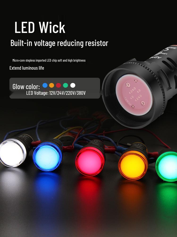 AD16-22DS LED Indicator Light, 12/24/220V, Red/Green/Yellow, 22mm 