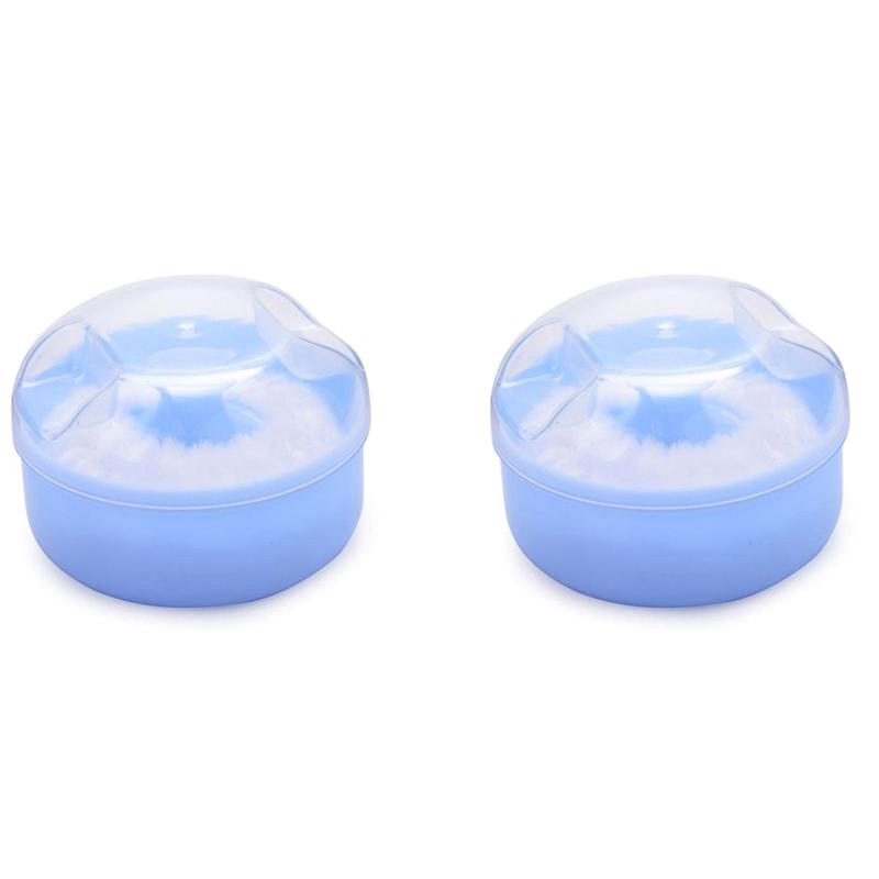 A71Z 2X Baby Soft Face Body Cosmetic Powder Puff Sponge Box Case Container (Blue)