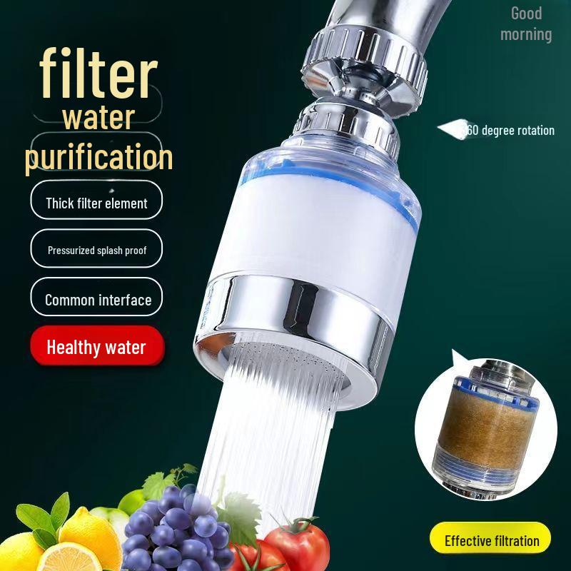 Rotatable Splash-Proof Kitchen Faucet Extender with Universal Filter Bubbler