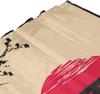 Japanese Shower Curtain, Watercolor Style Red Sun Silhouette Ninja In Moonlight Medieval Theme National Folk Asian Print