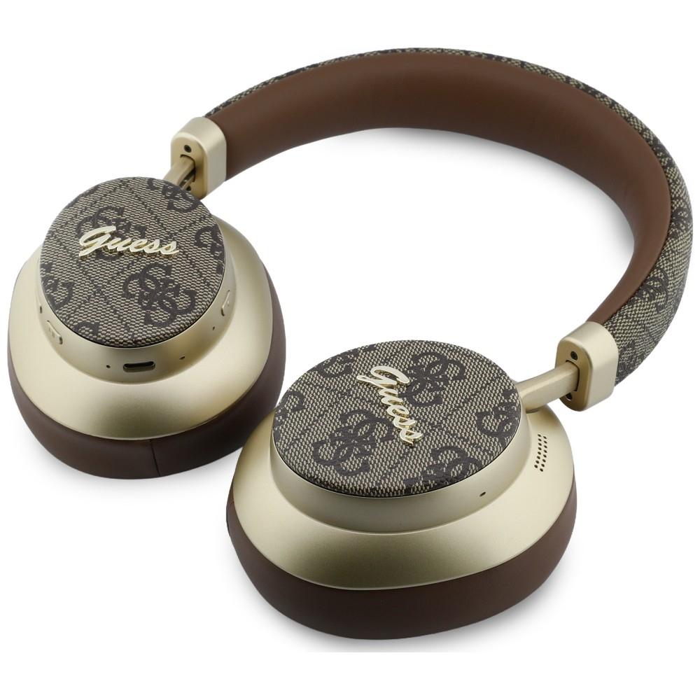 Guess Bluetooth ENC 4G Gold Script Metal Brown Over-Ear Headphones