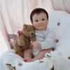 Süße große realistische dicke Bebe Reborn-Puppen JUNE Awake 60 cm Stoffkörper Lebendige, kuschelige Neugeborenenpuppe Cosplay Junge Babyspielzeugpuppe Lebensechte Simulationspuppen