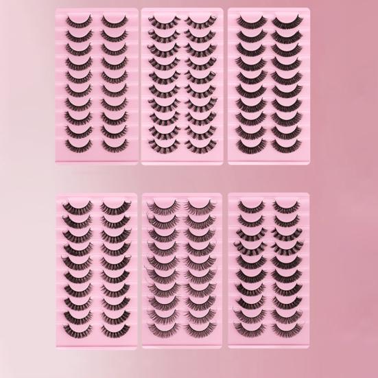 Yousheng 10 Pairs False Eyelashes No Residue D-Shaped 3D Effect Lady Handmade Extensions Artificial Eyelash for Beauty