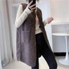 FASHION medium  long vest women's autumn  winter medium  long imitation lamb wool vest fashion new foreign versatile women's coat Clothes