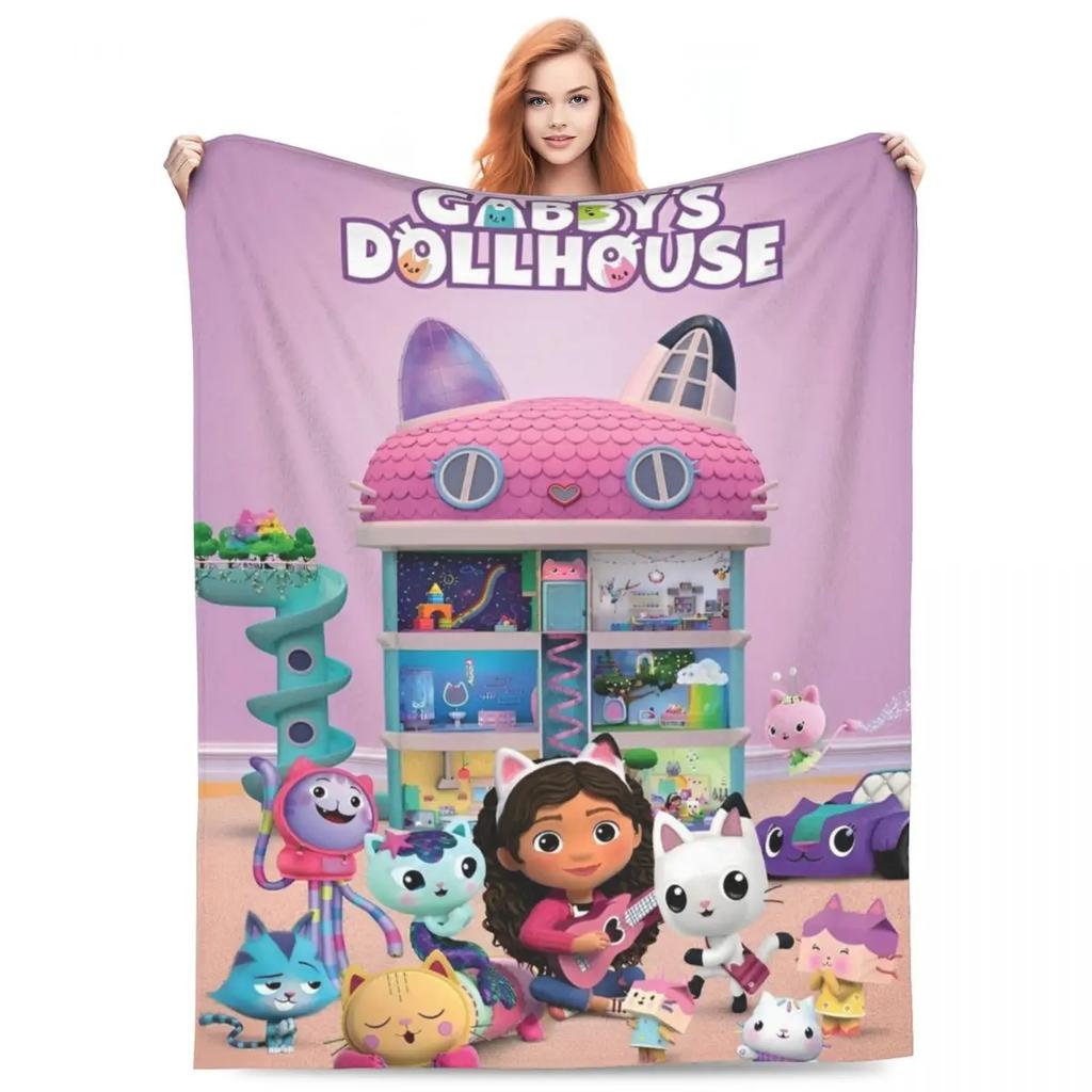 Cute G-Gabbys Girl Dollhouse Blankets Fleece Spring/Autumn Magic House Breathable Soft Throw Blanket for Bed Couch Rug Piece