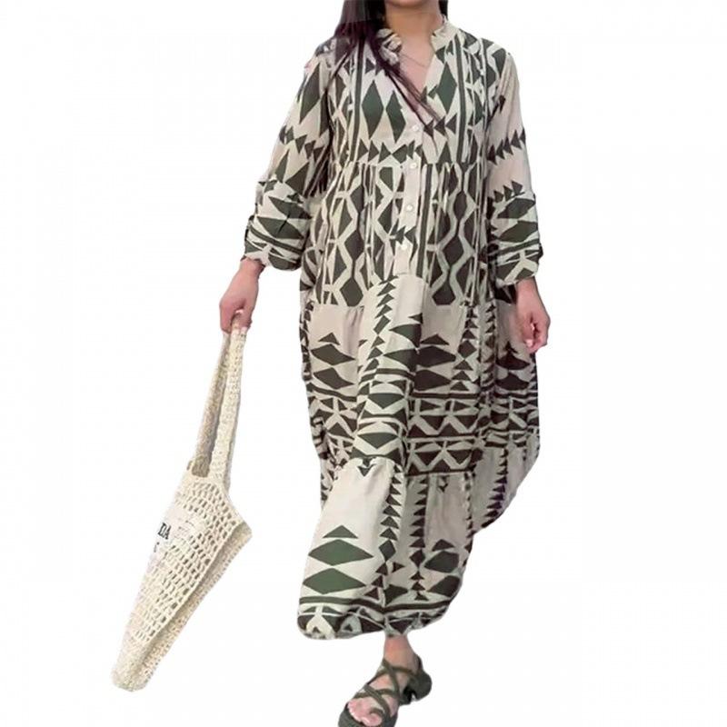 Ladies' New Spring And Summer Fashion Temperament Commuting Breathable And Comfortable Sexy Shirt Long Skirt Dress