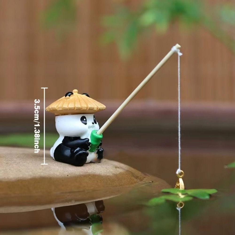 Mini Fishing Decorative Ornaments Landscaping Ornaments with Fishing Rod Aquarium Decoration Fish Tank DIY Cartoon