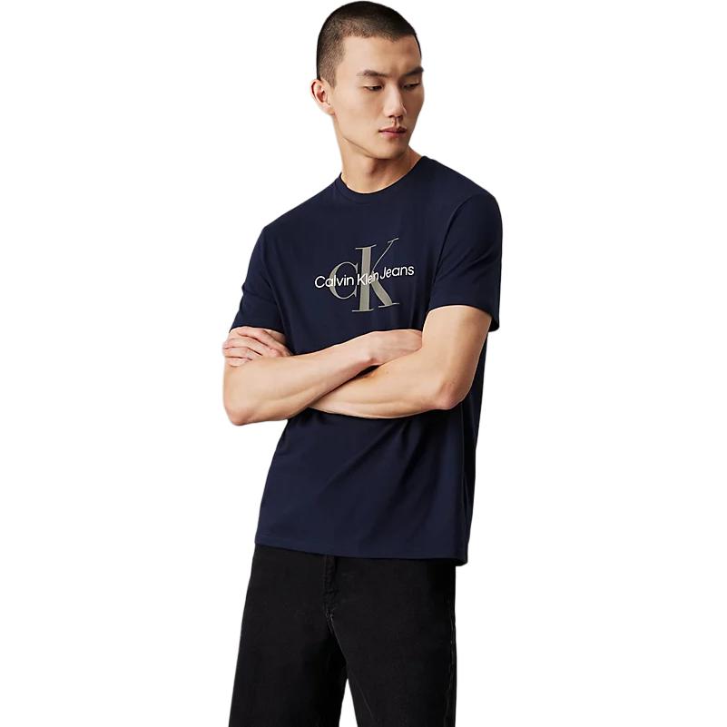 Calvin Klein Comfortable Daily Letter Print Round Neck Short Sleeve T-Shirt Men Tops Deep-Sapphire 00040EM286-CEF