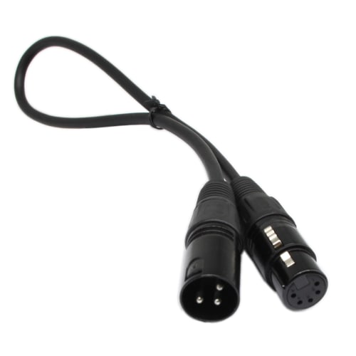 SinLoon DMX Stage Light Cable, DJ XLR Cable, 3-Pin Male XLR To 5-Pin Female XLR DMX Turnaround Connection with XLR Input & Output for Blue Yeti Pro Mo