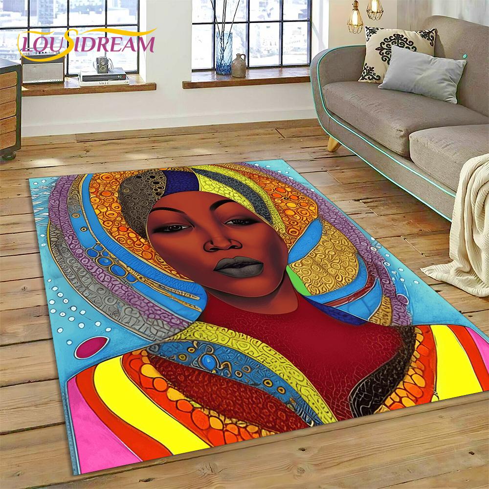 Cartoon Africa Ethiopian Custom Painting Art Carpet Rug for Bedroom Living Room Home Sofa Decoration,kids Large Decor Floor Mat