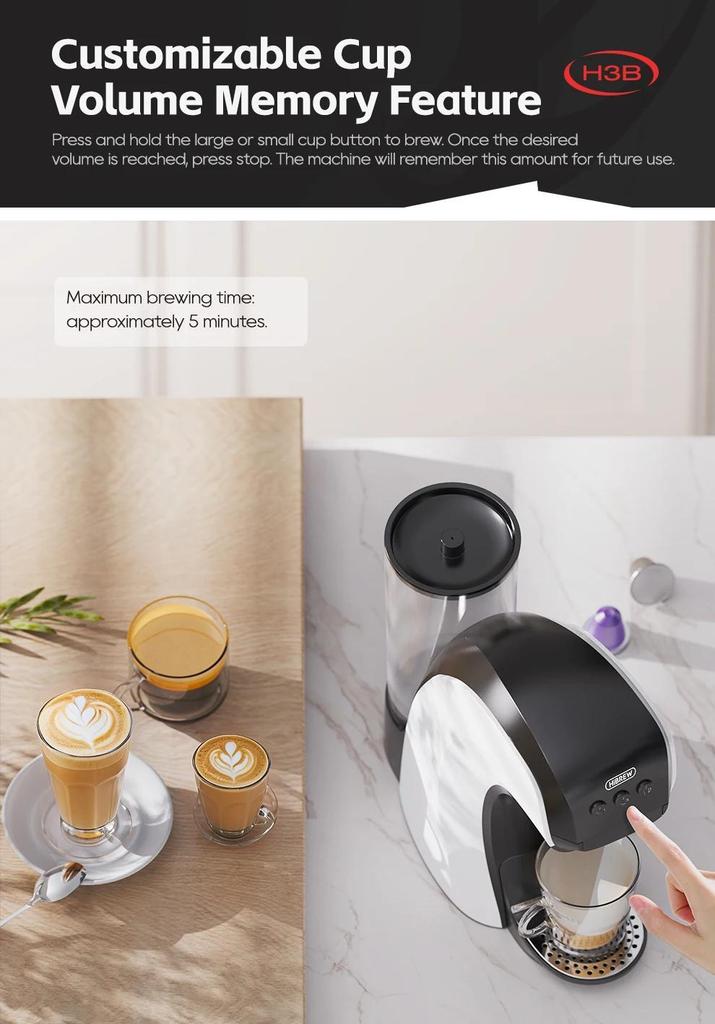 HiBREW Multifunctional 3 In 1 Multiple Capsule Coffee Maker Full Automatic With Hot & Cold Mode 19Bar