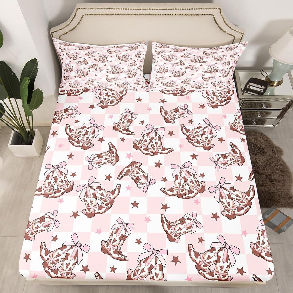 Denim Boots Pattern Sheet Three-Piece Digital Printed Sheet Bedding Set Adult Children