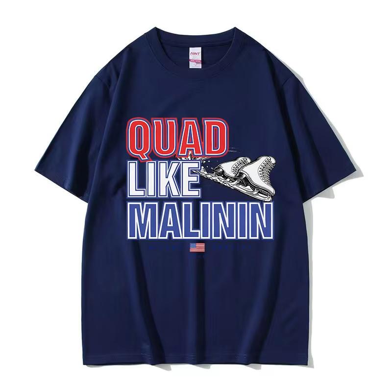 Quad Like Malinin Figure Skater Fans Gift Graphic T Shirts Unisex Women Vintage Fashion Pure Cotton Short Sleeve Tshirt Streetwear