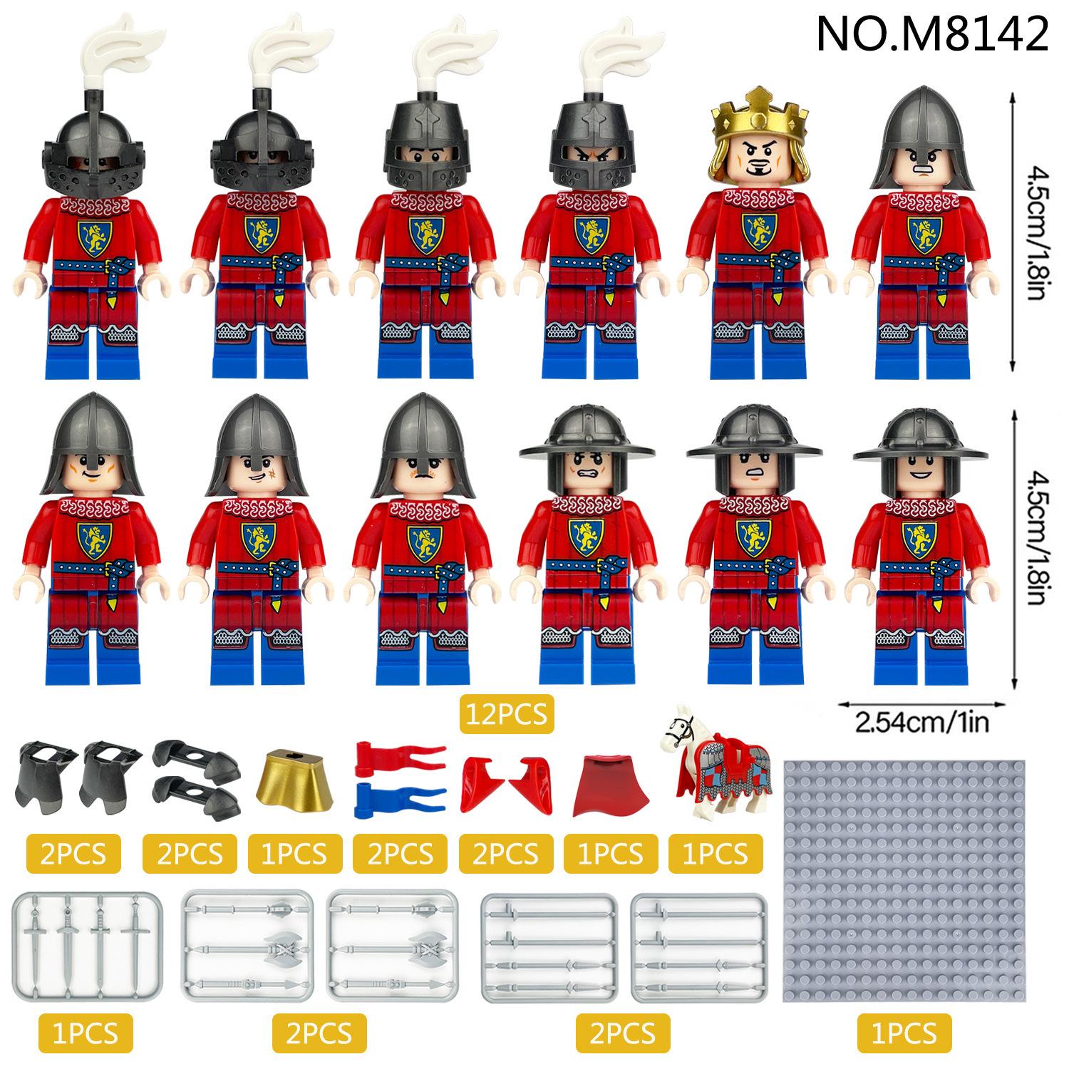M8141 8142 8143 8144 8149 Mittelalterlicher Militärsoldat König Baustein Minifiguren Spielzeug