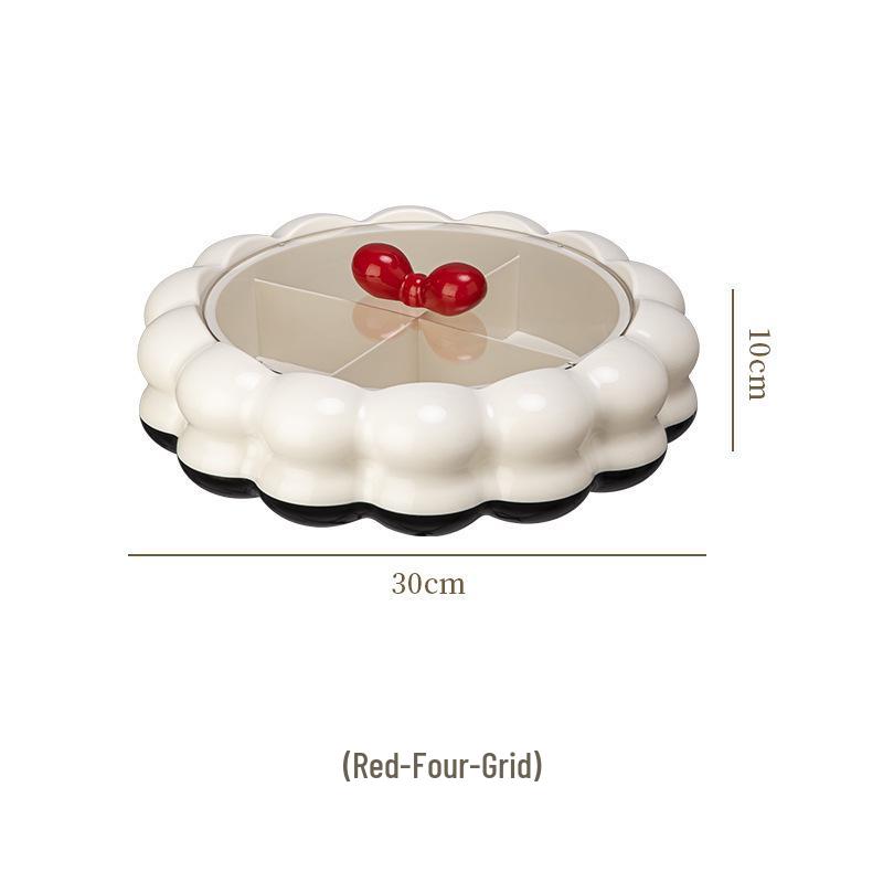 Cream Style European Coffee Table with Compartmented Dried Fruit & Snack Storage - Premium Light Luxury Feel