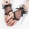 1 Pair Wedding Gloves Lace Fingerless See Through Bow-knot Thin Bride Party Gloves Female Vintage Soft Short Gloves