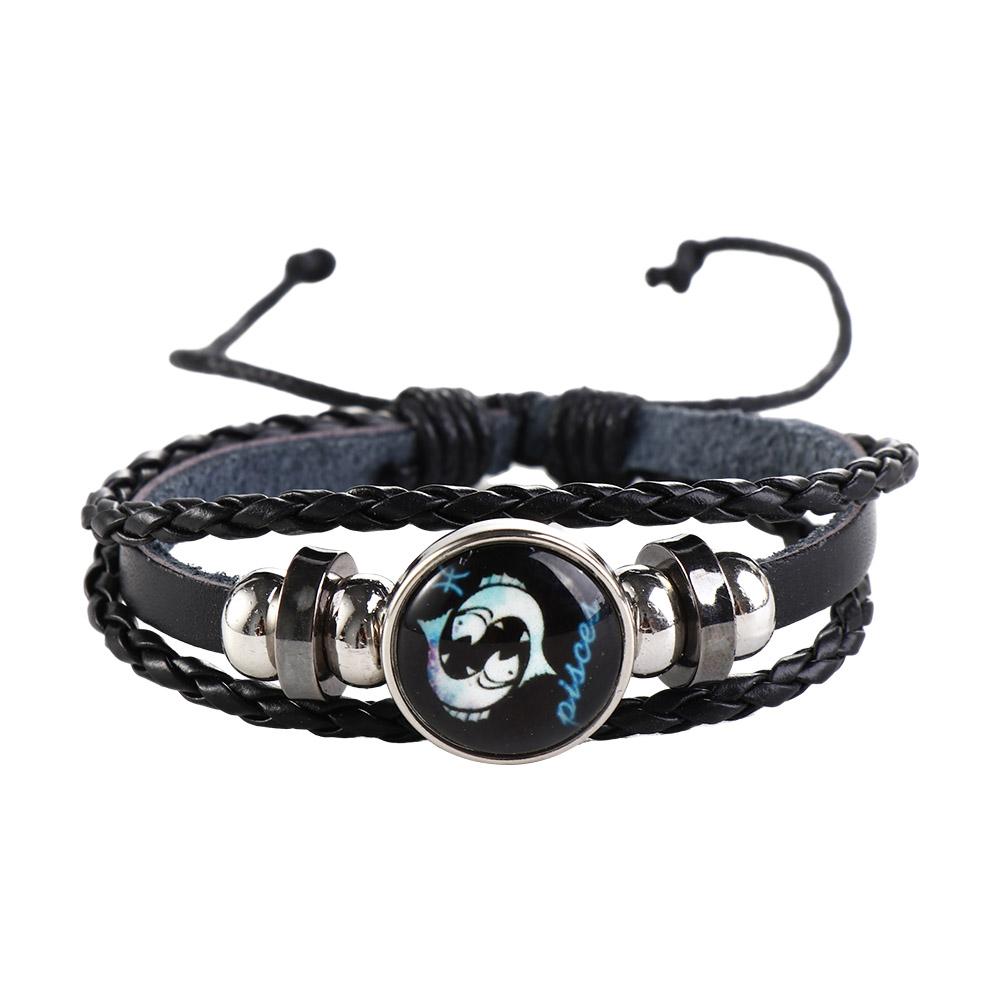 Trendy Retro Sign Multilayer Bead 12 Zodiac Twelve Constellation Horoscope Jewelry Bracelet Couple Bracelet Fashion Accessories
