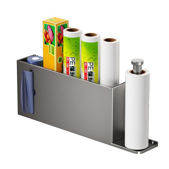 Roll Paper Holder Refrigerator Storage Rack Strong Load-bearing Easy To Install Multipurpose Self-Adhesive Under-Cabinet Organizer