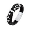 Soccer Bracelet for Boys Men Leather Wristband Gifts for Son with Solid Stainless Steel Soccer Ball Charm, Football Jewelry Gift