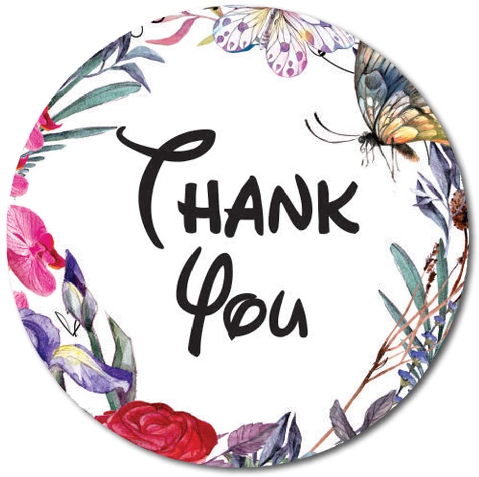 Darling Souvenir Round 45 Pcs Elegent Floral & Border Fuchsia Pink Thank You Stickers-1.6