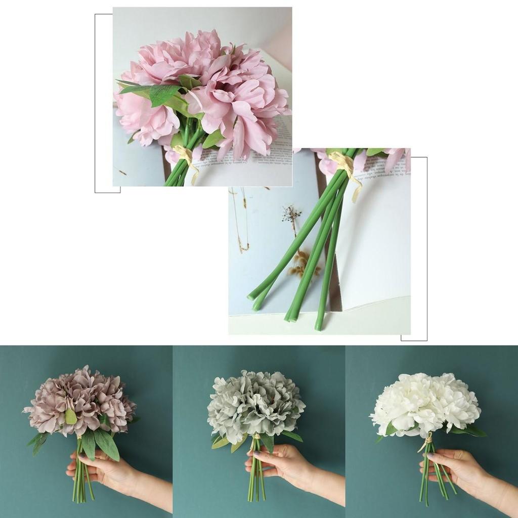5 Heads Artificial Peony Silk Fake Flowers Hydrangea Bouquet For Elegant Wedding Party Decor**