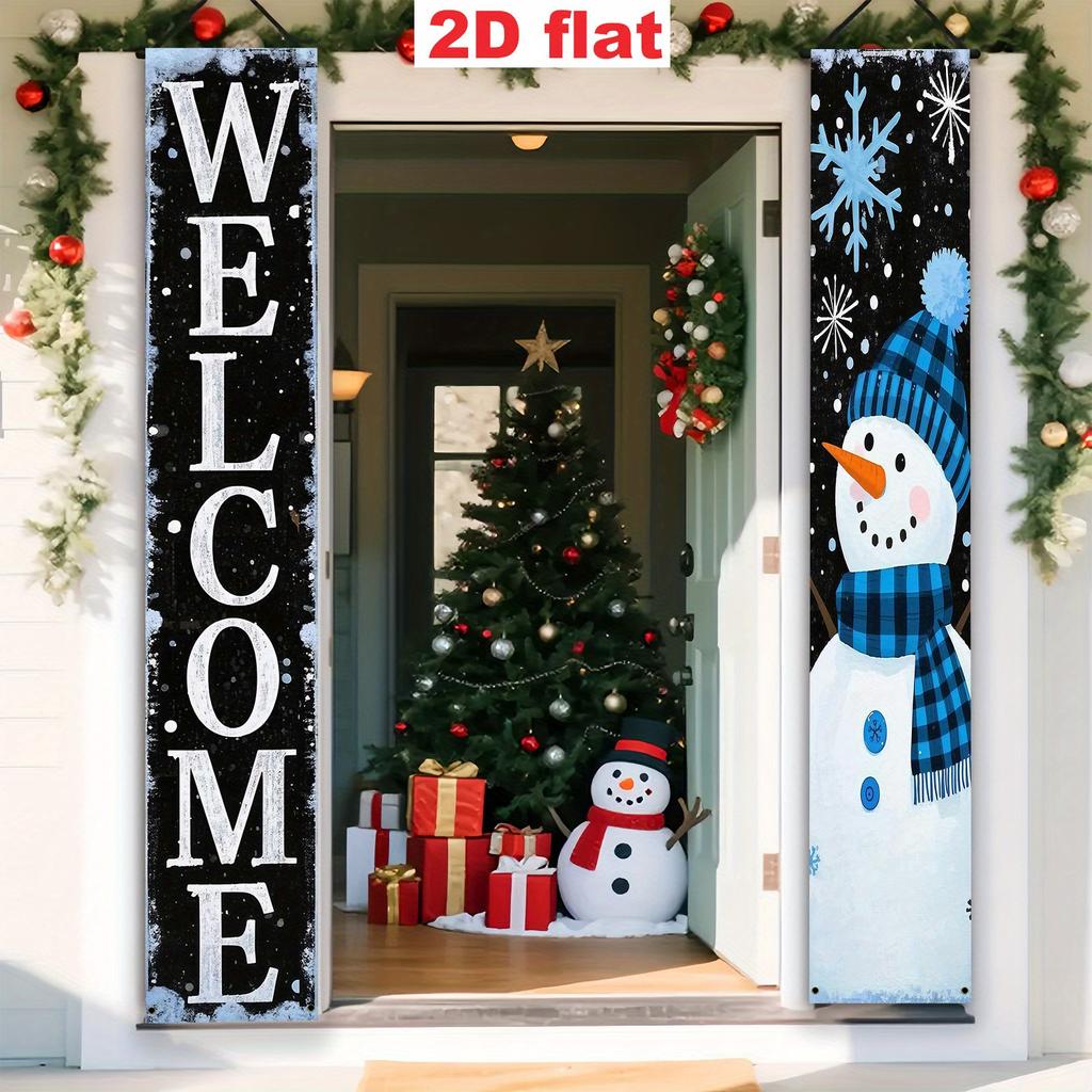 2D Flat, 2D Flat - 2D Flat, 2D Flat - 2D Flat Banner (Party Banners) Set of Two (11.8*70.8 Inches / 30*180 Cm), Made of Polyester, Featuring Christmas