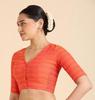 Blouse Saree à Carreaux Madras Manches Courtes en Coton pour Femme avec Côtés Extensibles
