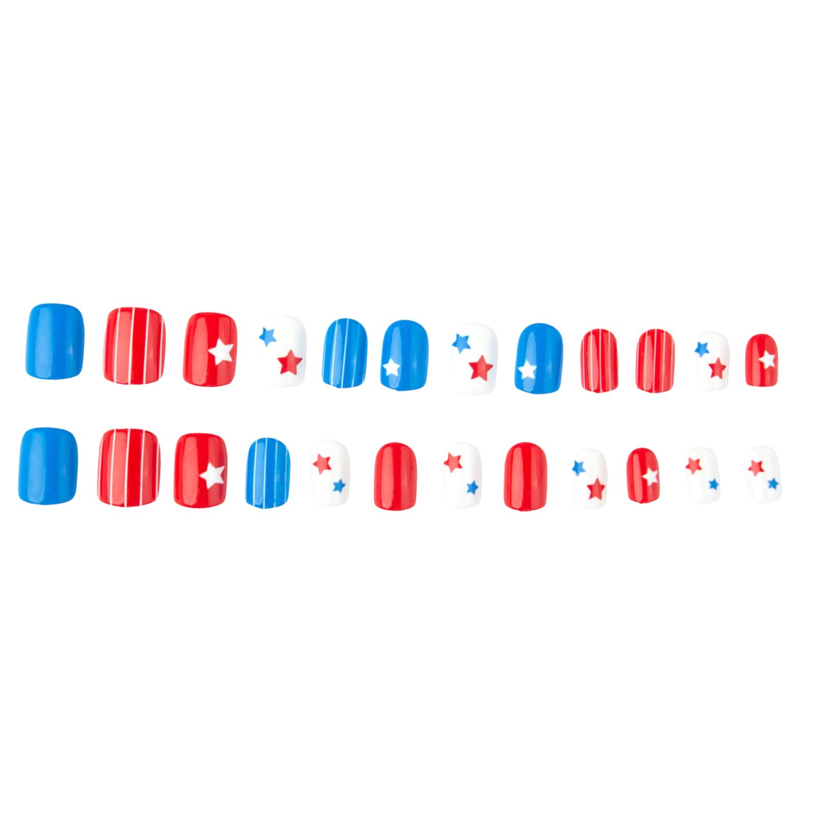 24 Piece Retro And Gorgeous Independence Day Nail Set