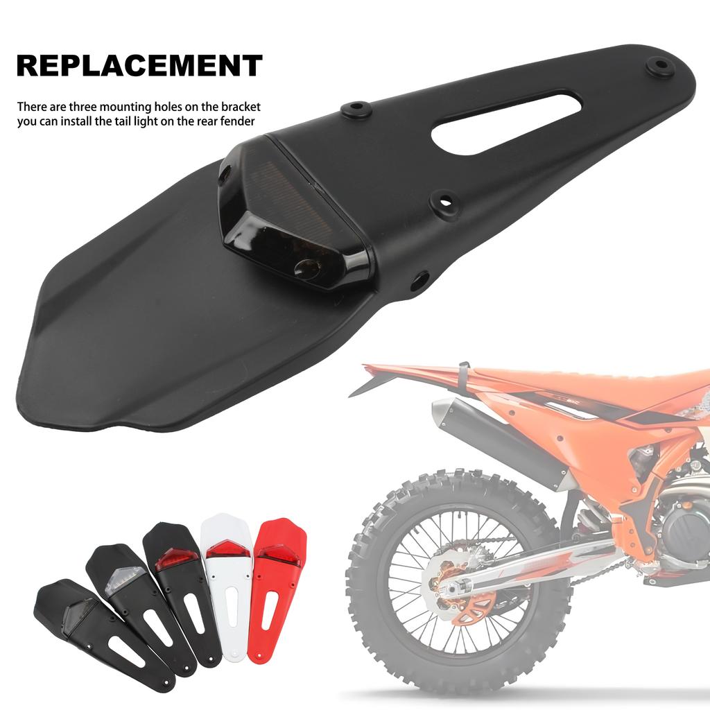 Universal Motorcycle LED Brake Tail Light License Plate Lamp Rear Fender For Motocross Dirt Bike Pit Bike Waterproof Accessories