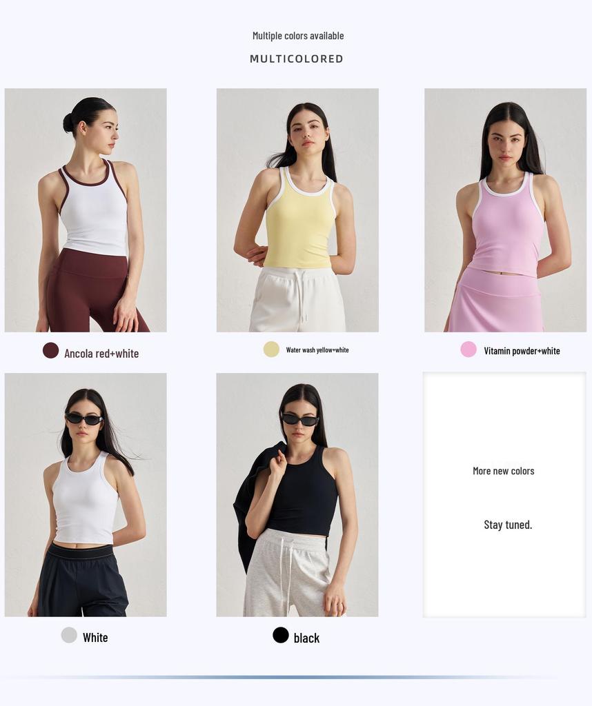 Biustonosz sportowy Nude Feeling Color Block Stitch - Damski oddychający biustonosz do jogi i pilatesu