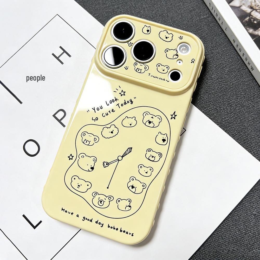 

Black Bear Clock & Letter iPhone 17/17 Pro Case: Drop-proof, Apple 16/15/14 Compatible Protective Cover. iPhone 13 Pro Max