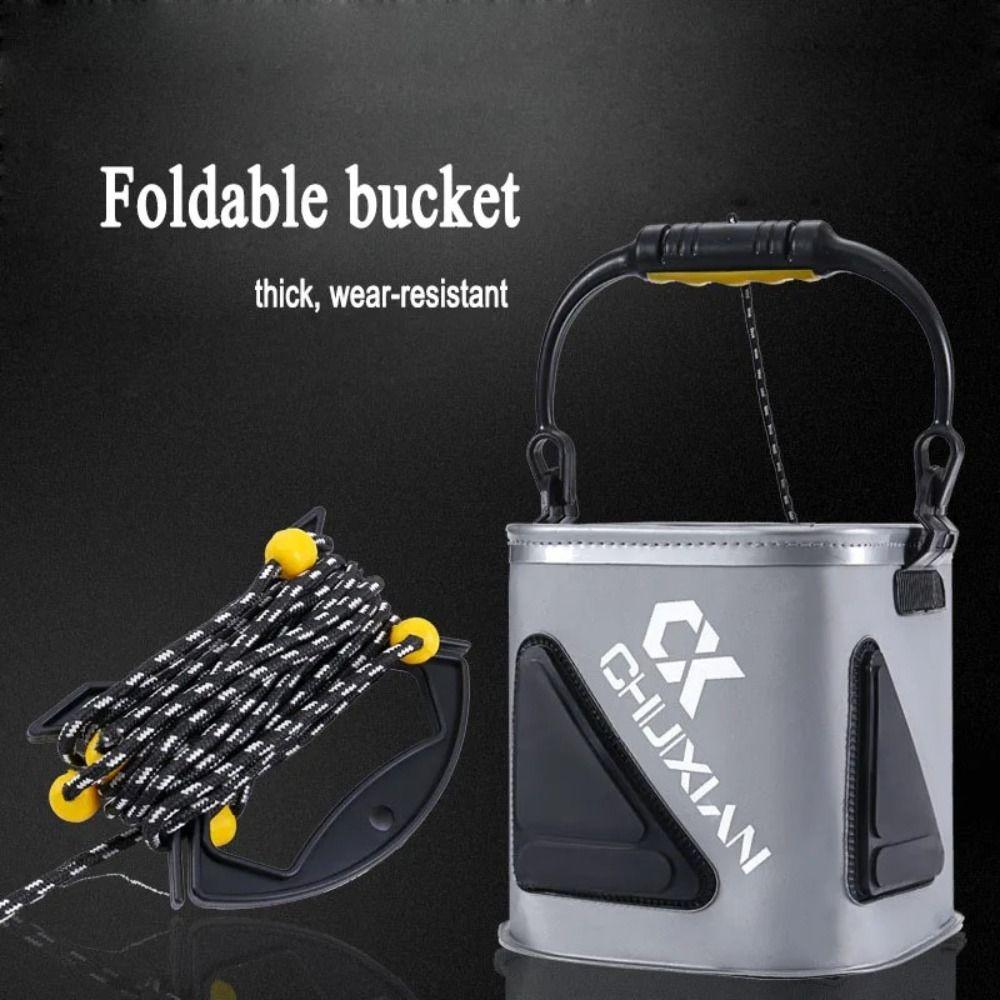 Foldable Fishing Bucket with Rope/Handle Fishing Bait Bucket Live Fish Bucket  Bait Container
