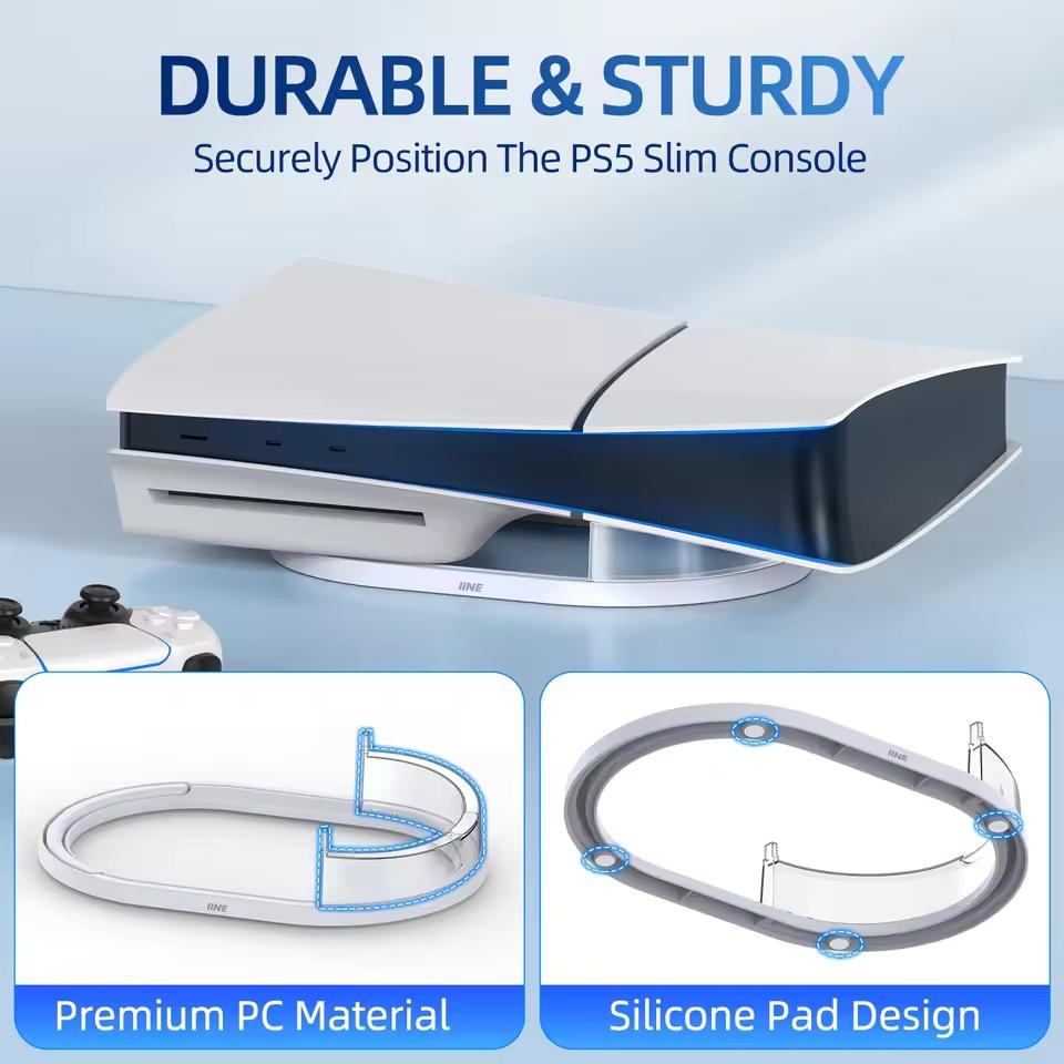 Horizontal Stand Compatible for Sony PS5 Slim Console for Disc&Digital Edition Easy Installation Anti-Slip Anti-Drop Dock