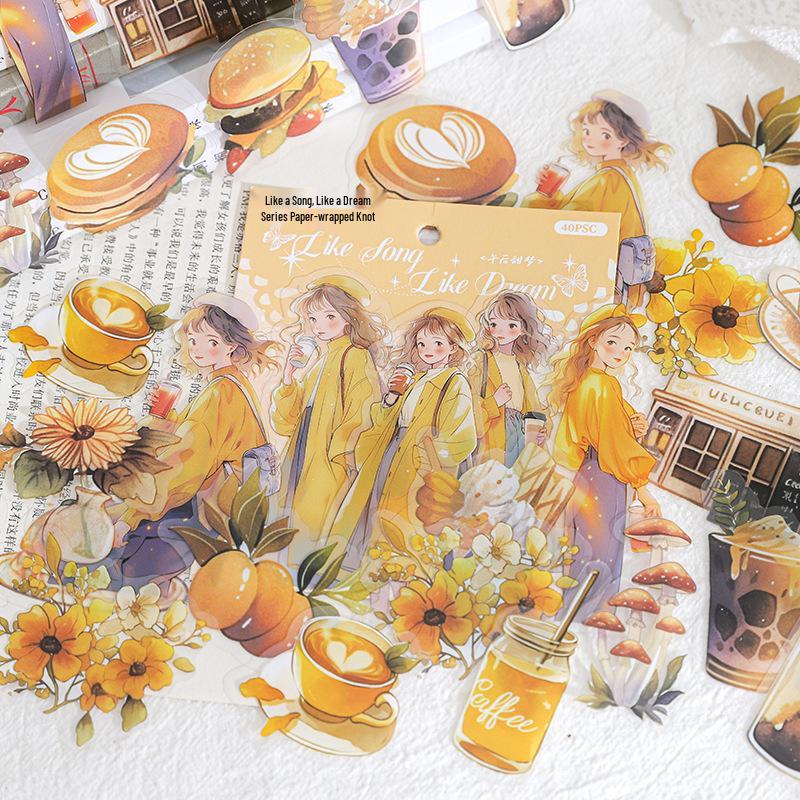 Like a Song, Like a Dream Series PET Sticker Pack - 40 Character Journal Decorative Stickers in 6 Designs