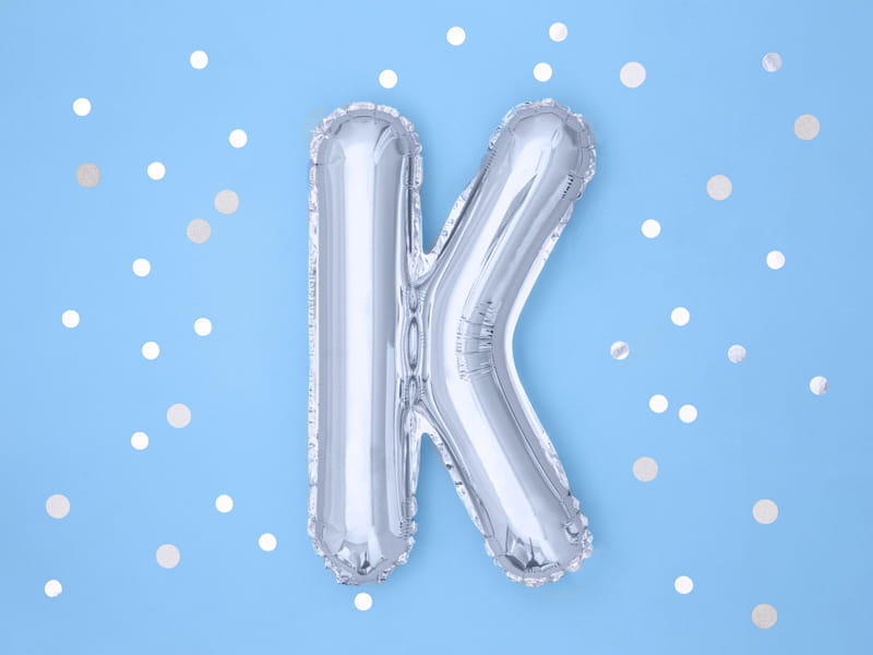 Balon Foliowy Litera "K" Srebrny 35 Cm
