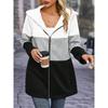 Women S Casual Loose Color Block Patchwork Hooded Sweatshirt