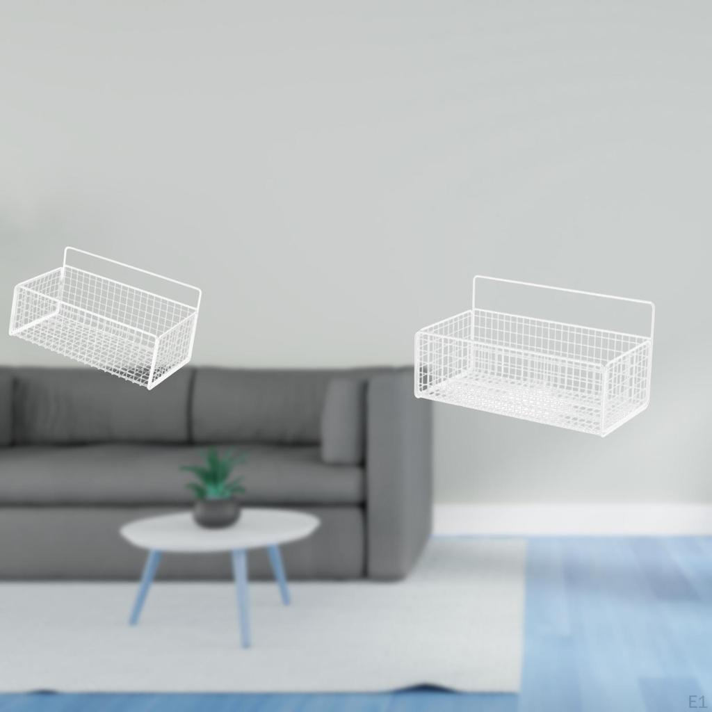 Floating Metal Wall Organizer Basket Shelves for Kitchen Bathroom Living Room Countertop Storage And