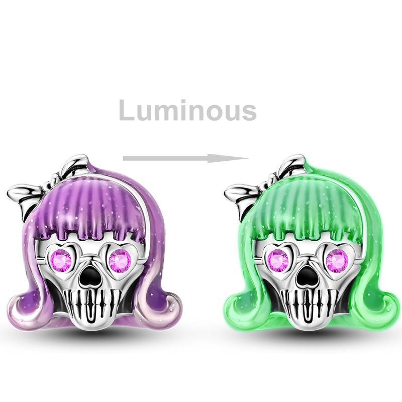 Purple Color Charm Bead Charms Bead Charms Genuine copper Cute Owl Butterfly Flower Pendants Compatible With Authentic Accessories Bracelets Do It You