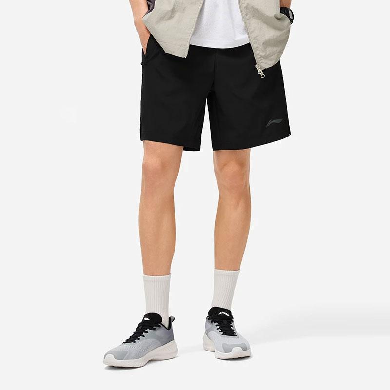 Li Ning Running Series Logo Print Quick-Dry Cool Sports Shorts Men Shorts Black AKSU339-1
