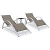 Day and Night - Day and Night Loungers with Table 2 Units Taupe Gray Aluminum