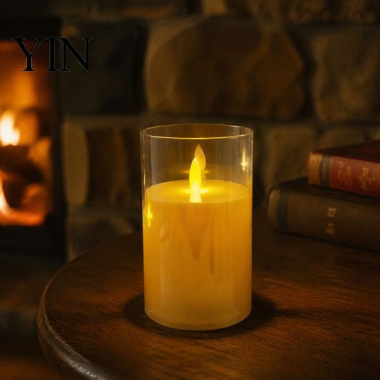 Safe Flameless Candles for Kids Rooms LED Candles, Battery Operated Acrylic Pillar Realistic Wax Flickering Wedding Warm Color Light Party Christmas