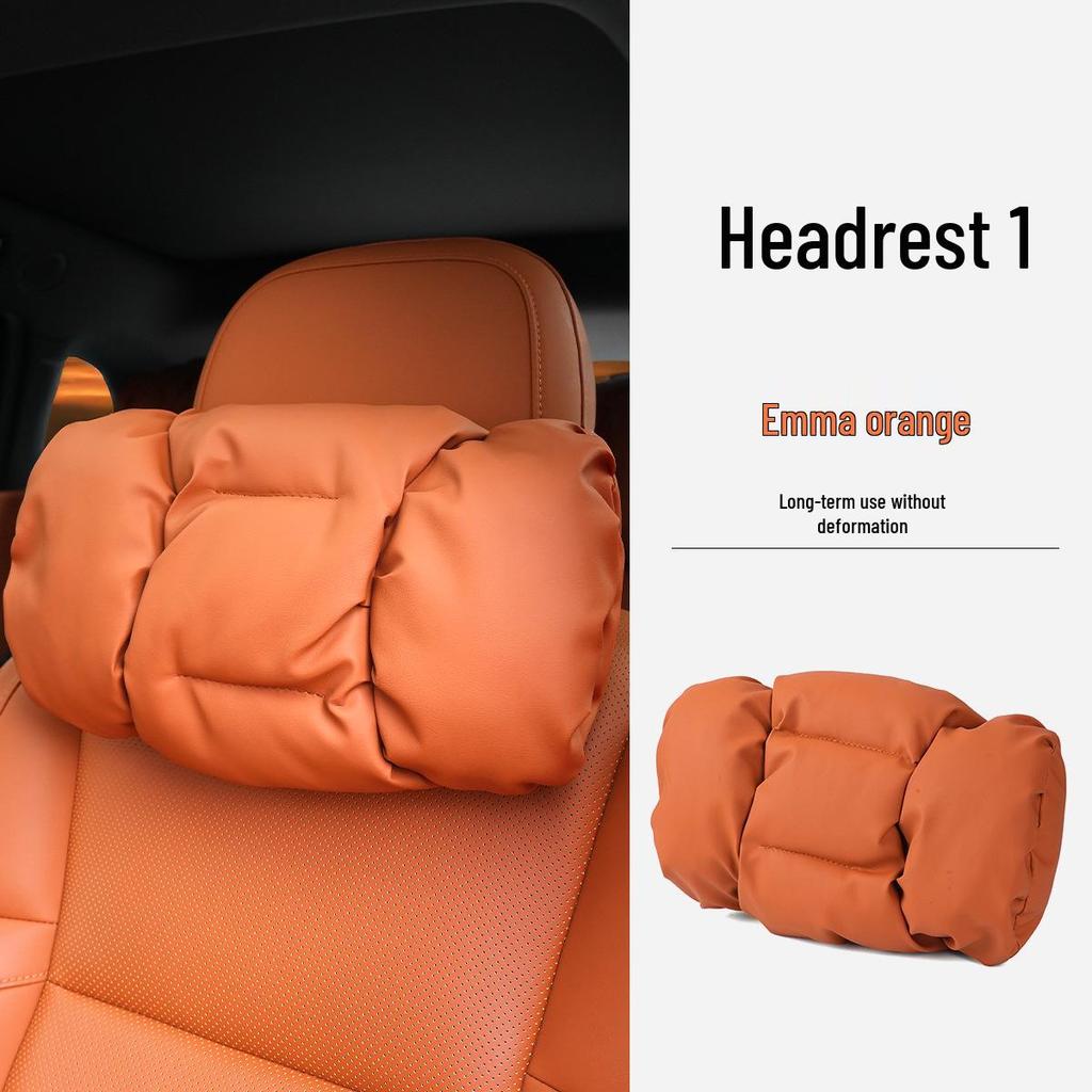 Neues Luxus Auto Kopfstützen- & Lendenwirbelstützkissen - Fleckenresistentes Leder, Fortschrittliche Nackenstütze & Baumwollpolster