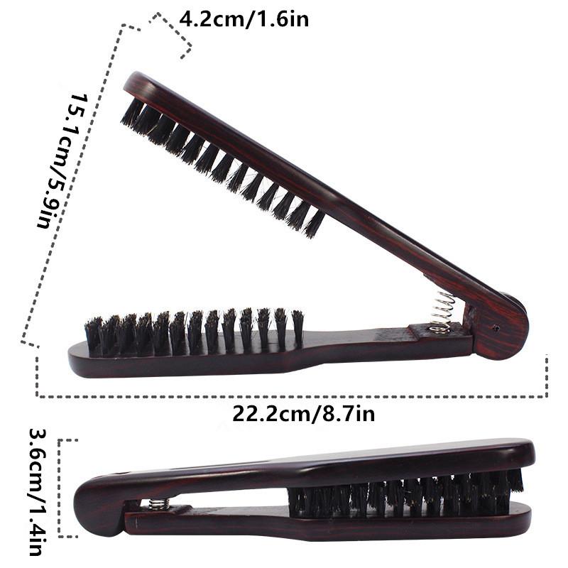 V-Shape Straightening Comb Paddle Brush Anti-Static Boar Bristle Hair Straightener Styling Tool For Smoothing Detangling