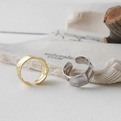 Retroirregular Concave and Convex Wide Ring Casualretro Square Wide Edge Open Ring